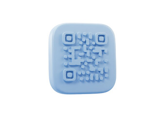 Blue qr code isolated on transparent background