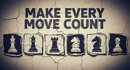 Strategic Chess Moves with Cracked Wall Background and Bold Text