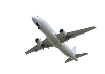 Airplane flying in the sky during daytime isolated on transparent background