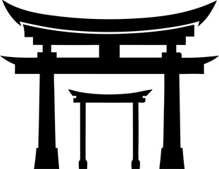 Shinto Shrine Entrance Torii Gate Icon Silhouette