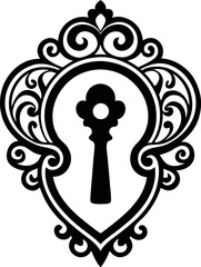 Ornate Victorian Keyhole Outline Vector Black and White