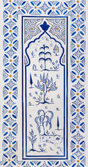 Traditional Uzbek floral ornament with hand-painted botanical motifs in Samarkand, Uzbekistan