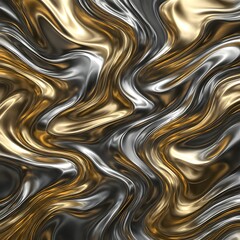 Obraz premium Abstract Liquid Metal Gold and Silver Texture