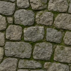 Fototapeta premium Seamless Stone Wall with Moss Texture