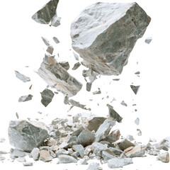 Gray rocks broken on a white background