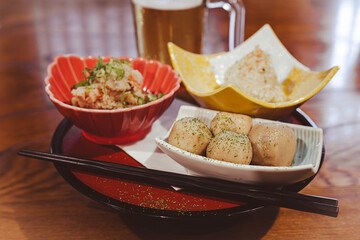 Obanzai, Kyoto's traditional home-style cuisine. Obanzai set meal with delicious small dishes.