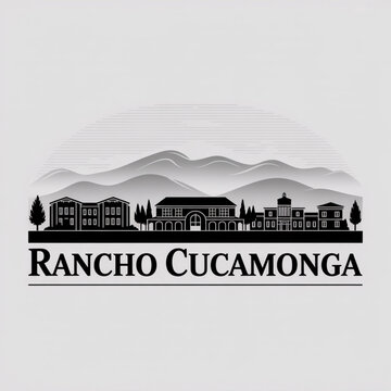 Rancho Cucamonga Skyline Silhouette - California Wine Country City Vector Illustration