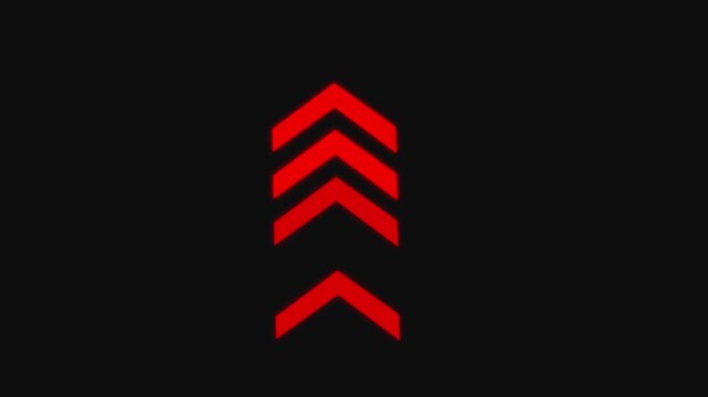 abstract colorful arrow loading animation background. Direction arrow animation. Directional Arrow sign symbol looping animation direction concept animated in transparent background in red color. 4k a