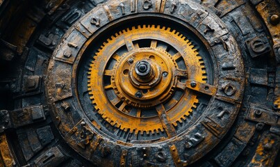 Detailed close-up of an analog metal clock representing time management, symbolizing structure, order, and the passage of time, Generative AI