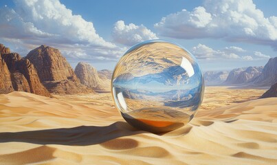 Hourglass egg-timer in the desert sand, representing time management, urgency, and the importance of using time wisely in all aspects of life, Generative AI