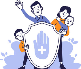 Family health protection. Medical insurance concept.
