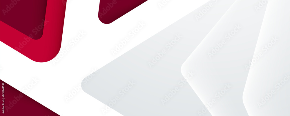 Sticker red and white abstract paper background with geometric shapes and modern design elements