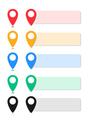 Obraz premium 地図ピンセット（5色）｜位置情報・ナビ・マップ用アイコンベクター