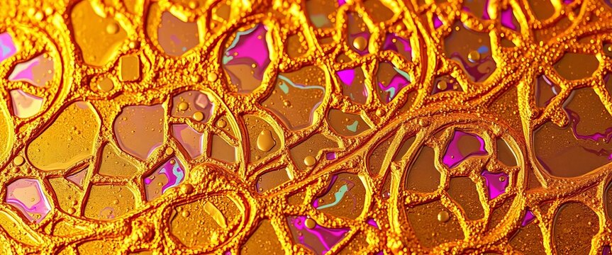 Intricate gold texture, shimmering abstract background with rich, vibrant hues,  pattern,  bright