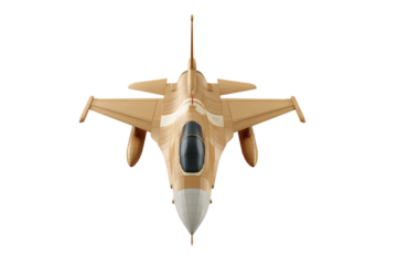 Detailed View of a Tan-Colored Fighter Jet Model  Isolated on transparent background, cutout	
