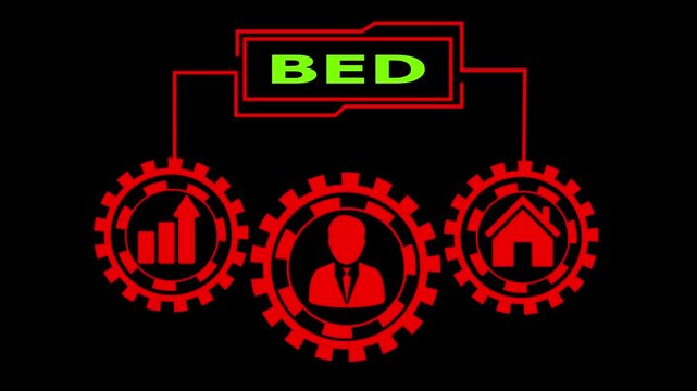 Conceptual B E D Diagram Illustrating Business Growth Home Ownership and Career Success Red Gear
