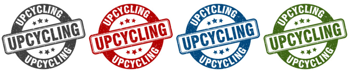 upcycling stamp. upcycling round stamp set isolated on white background