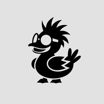 Cute Cartoon Duck Character Wearing Glasses, Funny Bird Illustration, Vector Mascot Design