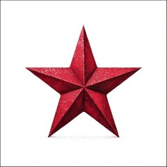 Red star sculpture with geometric design on a white background creates a striking visual effect in contemporary art
