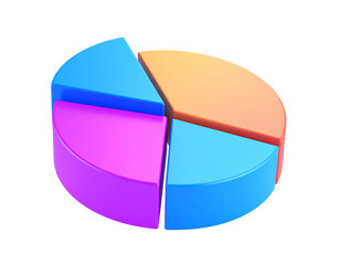 Fototapeta premium 3D Pie Chart Icon with Segmented Slice Floating Out