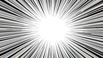 Fototapeta premium Gray comic book pop art background with dynamic radial rays emanating from center, illustration, comic