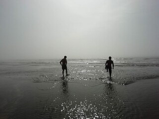 walking on the beach