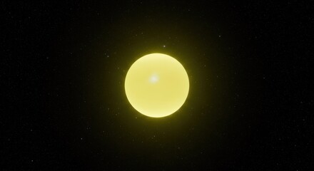 Luminous, yellow star with a bright core surrounded by vast dark space