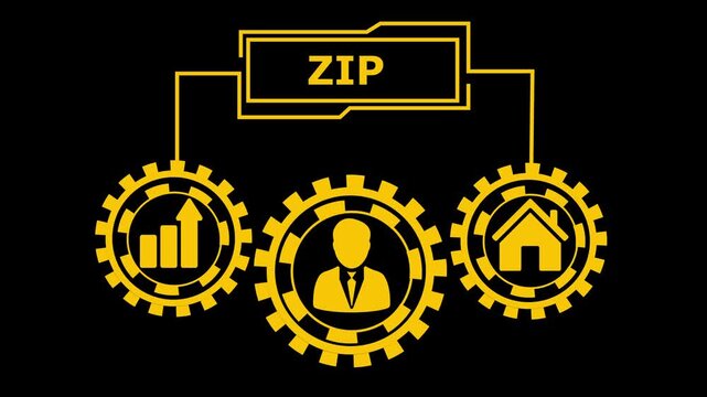 Z I P Code Concept Visualized Business Growth Real Estate and Professional Services Connected by