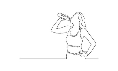 Outline of a Person Drinking Water