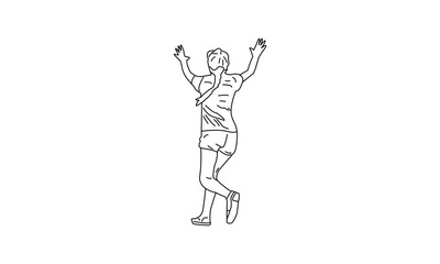 Outline of a Person Jumping with Raised Arms
