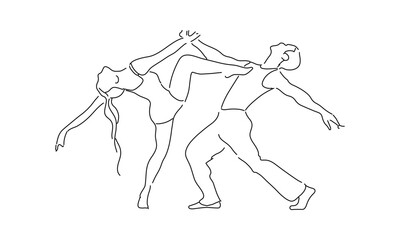 Abstract Minimalist Line Drawing of a Dancing Couple
