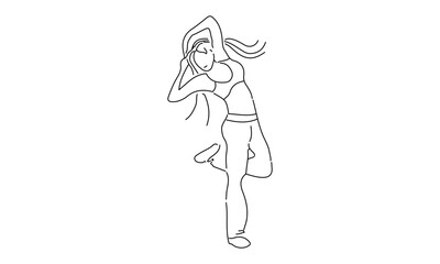 Minimalist Line Drawing of a Person Stretching in a Yoga Pose