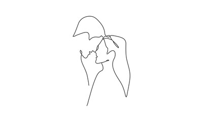 Minimalist Line Art of Two Faces in Profile – Continuous Line Drawing