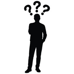 Man in silhouette with question marks silhouette
