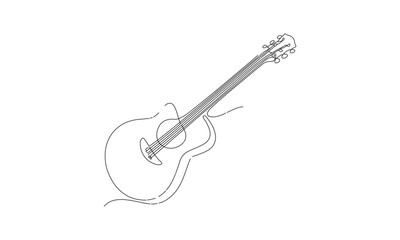 Minimalist Line Drawing of an Acoustic Guitar