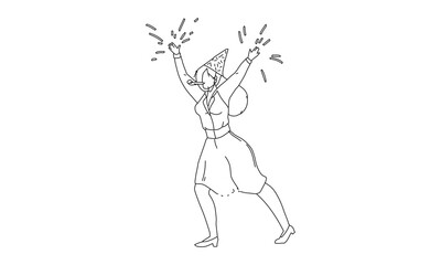 Celebration with Party Hat and Confetti