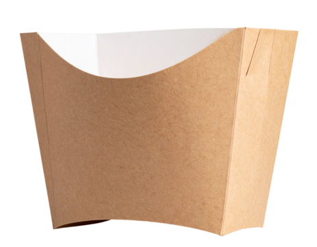 Empty blank brown paper french fries packaging Isolated on Transparent or White Background