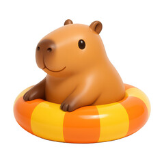 PNG Cute capybara floating illustration.