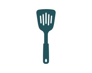 Teal Spatula with Slits Isolated, Kitchen Utensil, Cooking Tool, Culinary Element Vector Illustration