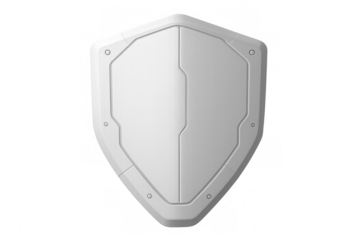 White futuristic shield providing protection, featuring a sleek and modern design on a transparent background, ideal for security and technology concepts