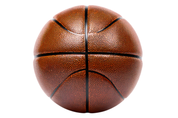A Classic Brown Leather Basketball for Indoor and Outdoor Games  Isolated on transparent background, cutout	