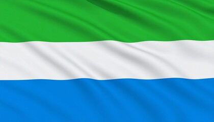 Obraz premium Flag of Sierra Leone - Green, White, and Blue