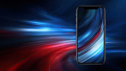 Smartphone in motion blur, vibrant colors