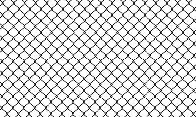 Fototapeta premium Seamless chain link fence on snow background.