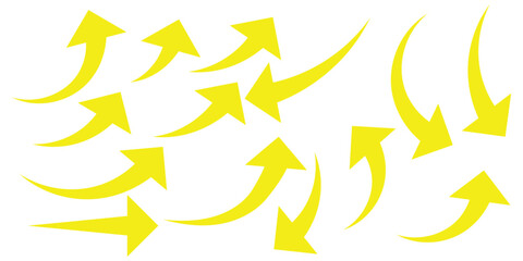 Long arrows icon. Long curved hand drawn arrow isolated background .