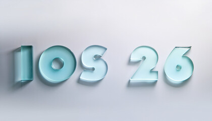 Glass iOS 26 text on white background