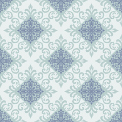 Seamless ethnic pattern in pastel grey and green tones. Abstract floral background. Vector illustration for fabric, tile and wallpaper print.
