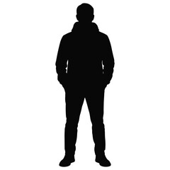 Obraz premium Man in winter coat standing with hands in pockets silhouette