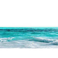 Obraz premium Seascape with turquoise water and sky. PNG clipart illustration, cutout.