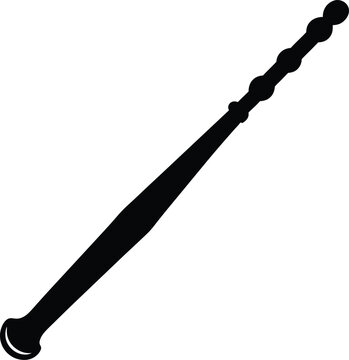 black silhouette a rainstick on white background.eps